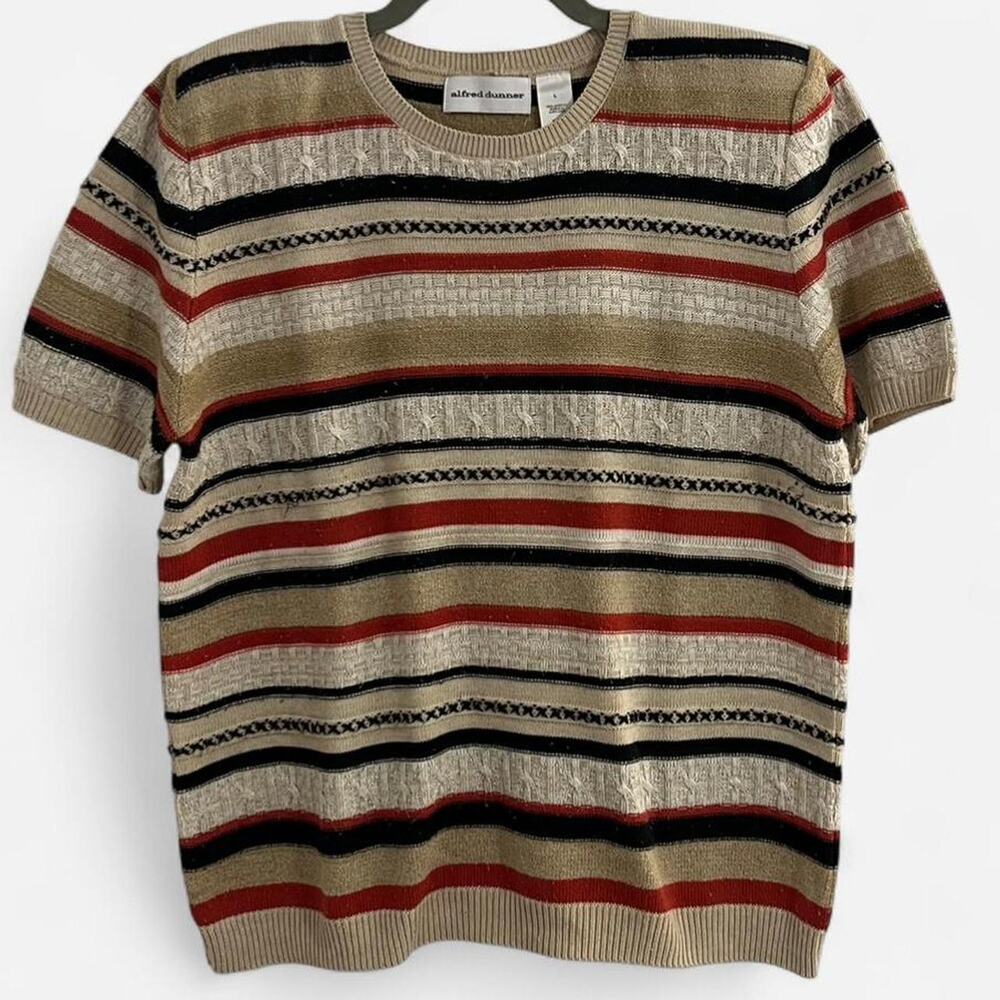 Alfred Dunner 90s Vintage Striped + Textured Sweater